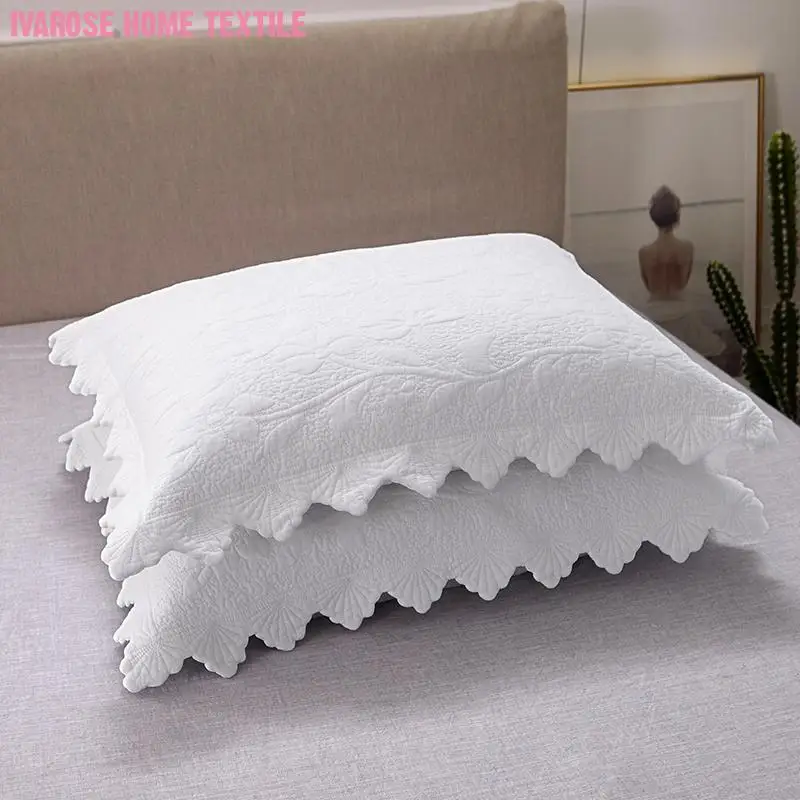 

100% Cotton Quilted Stitched Elegant Bedspread set with Decorative Pillow Shams 3Pcs White Soft Bedspread Bed Coverlet Set