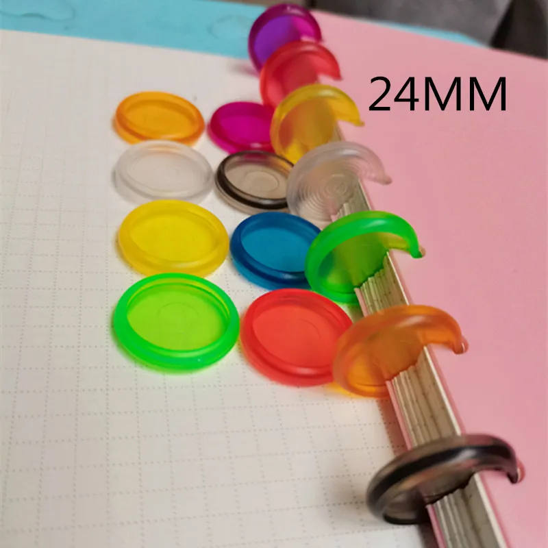 

30PCS24mm solid jelly color plastic binding ring mushroom hole loose-leaf notepad binding buckle color buckle