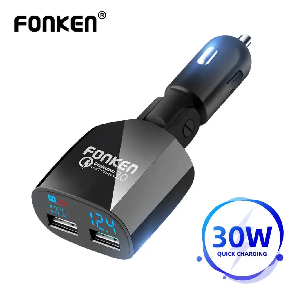 FONKEN Quick Charge 3 0 Автомобильное зарядное устройство Быстрая зарядка автомобильное