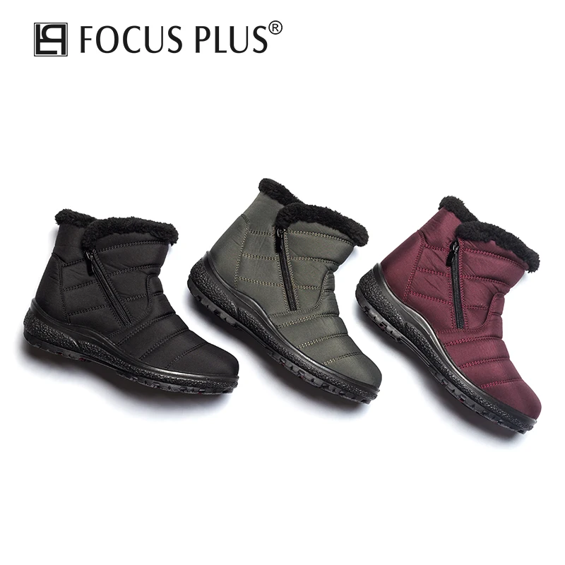 

FOCUSPLUS Women Ankle Boot Warm Plush Winter Water Proof Boots For Ladies Snow Thickened Fluffy Shoes Height Increasing