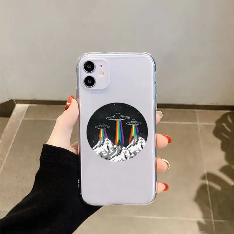 

Fantastic Alien space universe space Phone Case Transparent for iPhone 11 12 mini pro XS MAX 8 7 6 6S Plus X 5S SE 2020 XR