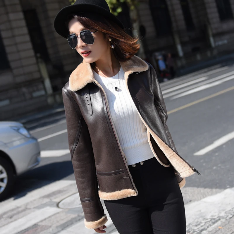 

Real Coat Winter Genuine Leather Shearling Jacket Women Short Wool Fur Coats Abrigos Mujer Invierno 2020 LL0029 KJ3133