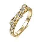 Золотое кольцо с бантом блестящие Micro Pave Цирконий 925 пробы Серебряные кольца для Для женщин, хорошее ювелирное изделие, подарок ко Дню Святого Валентина