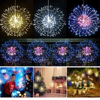 120 led copper wire firework lights battery operated fairy lights with remote 8 modes starburst lights waterproof christmas