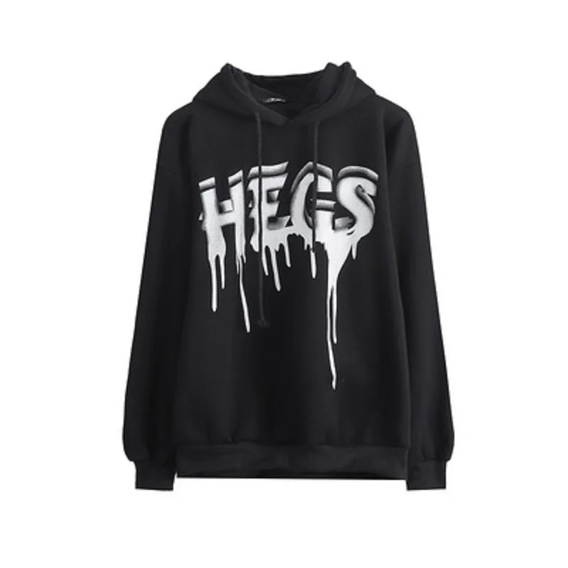 

Hotel street hooded sweater dark letter printing round neck pullover warm solid color Harajuku junk punk sports sweater new Y2K