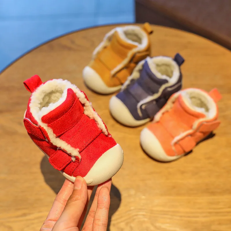 Zapatos de invierno para beb&eacute;s, botas antideslizantes para primeros pasos, zapatos c&aacute;lidos de felpa para reci&eacute;n nacidos, zapatillas de suela suave-3