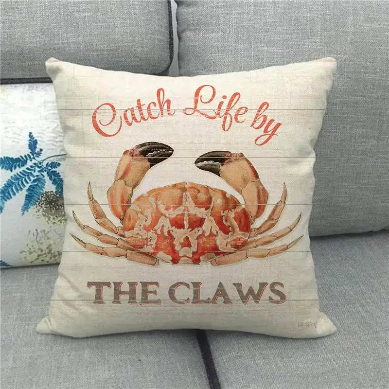 45 см * летний дизайн морской жизни наволочка для подушки из льна/хлопка дивана