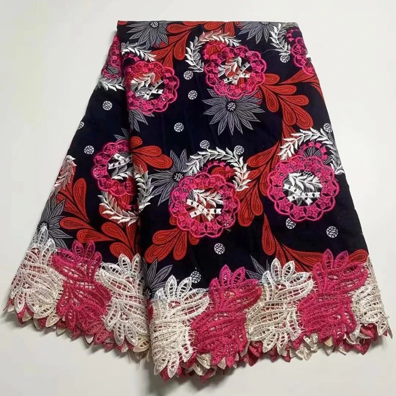 

Party Q African Wax Cord Lace Fabric High Quality Water Soluble Nigerian Embroidery Sewing Guipure Lace Fabric With Rhinestones