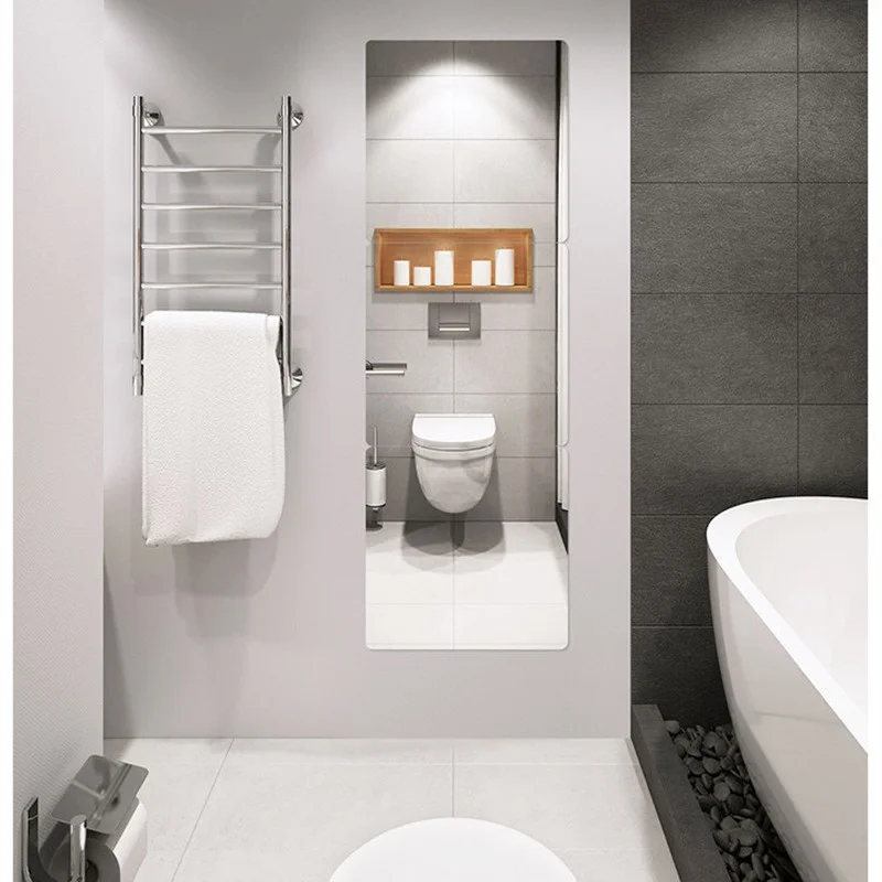 3pc acrylic full body mirror self adhesive stickers 30cm square crystal wall paper diy 3d decal living room bathroom home decore free global shipping