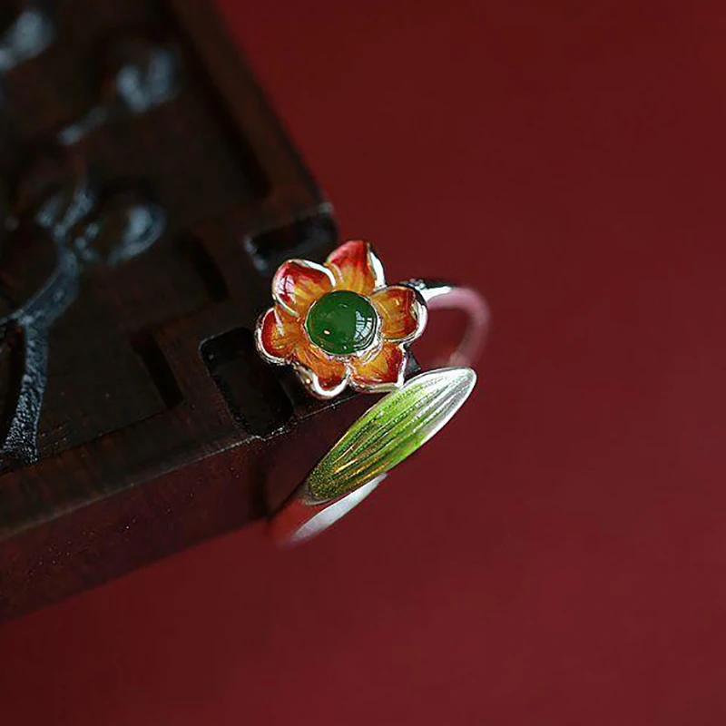 

Оригинальный дизайн, регулируемое Открытое кольцо из натуральной яшмы Hetian, очаровательные женские серебряные ювелирные украшения в китайс...