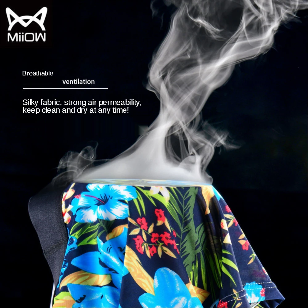 

Brand MiiOW Ice Silk Men's Underwear Boyshort Antibacterial Seamless Thin Shorts Youth Summer Breathable Boxers