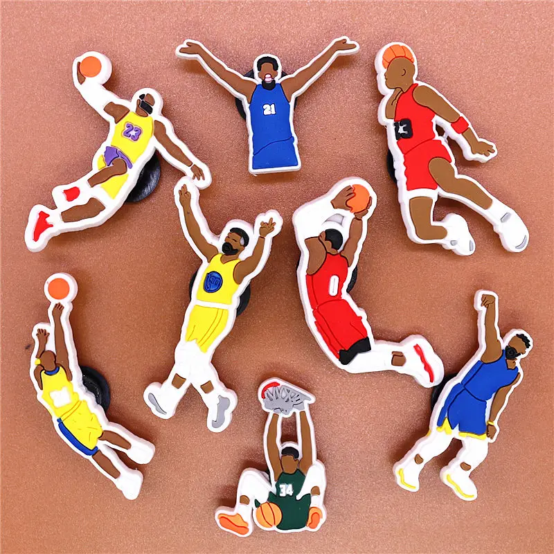 Drop Shipping 1pcs Basketball All-Star Shoe Charms Accessories Westbrook Embiid PVC Shoes Buttons Curry Sandals Charm Decoration