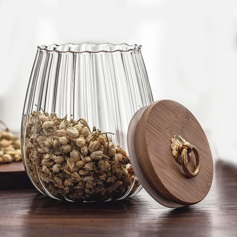 Прозрачная стеклянная бутылка герметичный чайные банки бытовой пищевой большой