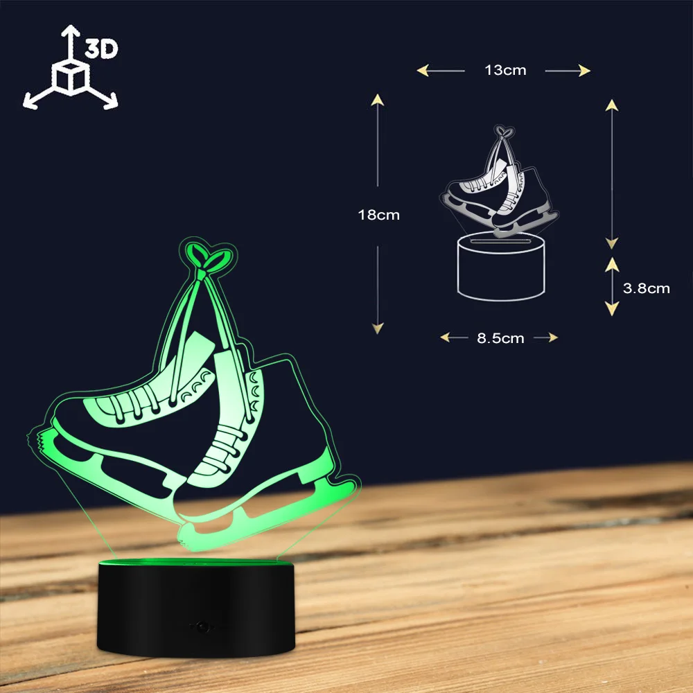 Новинка 3D ночной Светильник для катания на коньках спортивный акриловый