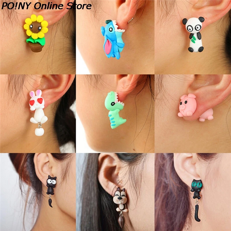 Серьги Luokey с милыми животными женские висячие ювелирные украшения 3D рисунком