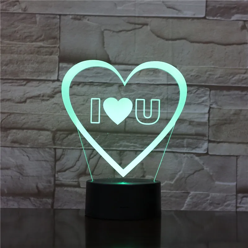 Красочная 3D лампа-голограмма I LOVE YOU акриловый USB-светильник светодиодный