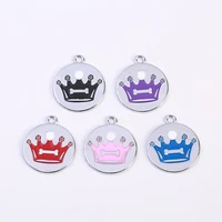 2pcs dog id tag cat collar pet crown shape charm pet name pendant necklace collar colorful puppy cat collar accessories