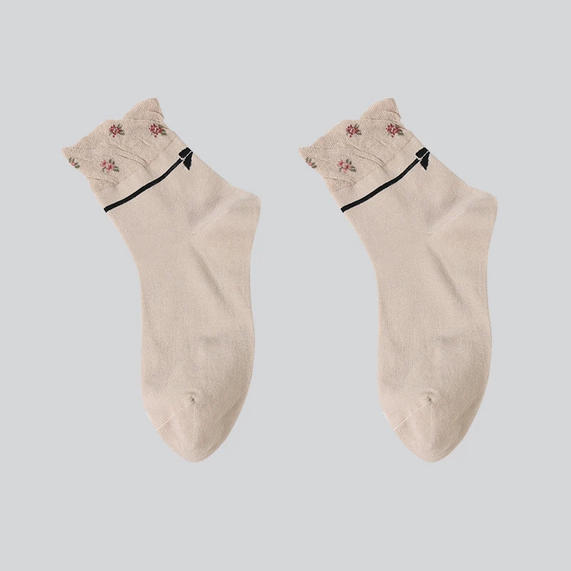 Женские хлопковые носки DONG AI осенне-зимние теплые женские с цветами в этническом