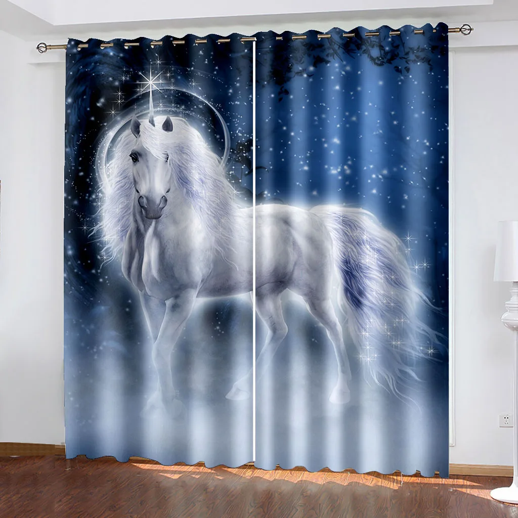 

Fantasy Unicorn Blackout Curtains for Girls Bedroom Decor Animals Art Unicorn Living Room Window Curtains Darkening Drapes カーテン