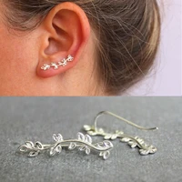 olive leaf cute earrings ear climber small stud earrings for women everyday jewelry ear cuff long crawler minimalist bijoux