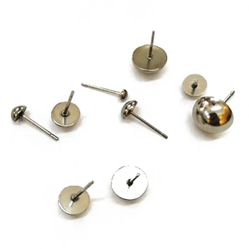 

20PCS/lot Stainless Steel Half Ball Ear Stud Pin Earring Finding For Jewelry Making Diy Handmade Earrings Accessories