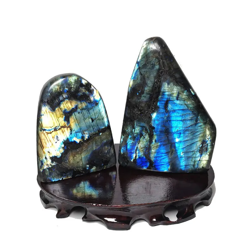 

Natural Crystal Moonstone Raw Gemstone Ornament Polished Quartz Labradorite Handicraft Decorating Stone Healing