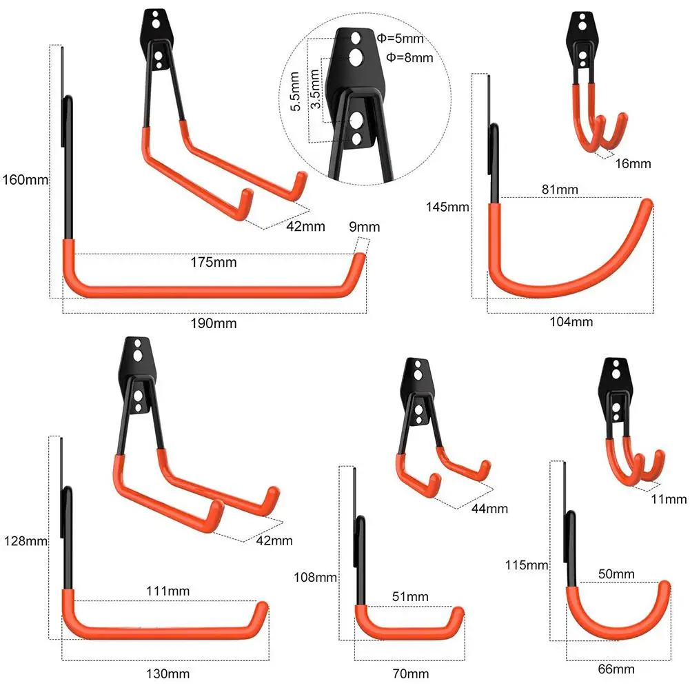 

Heavy-Duty U-Shaped Hook Garage Storage Tool Wall-Mounted Tool Holder Double Garage Hook With Non-Slip Coating Supplies