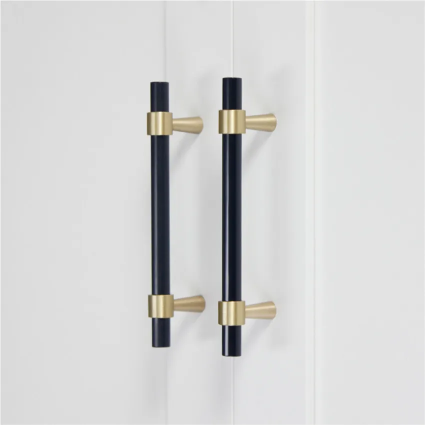 96 128 мм Современные Простые Модные ручки для мебели из твердой желтой латуни