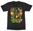 Томатный с принтом из хлопка с коротким рукавом, с О-образным вырезом Футболка ботанический садовое растение Печать на холсте, ботаника цветение фруктов и цветов по оптовой цене расти