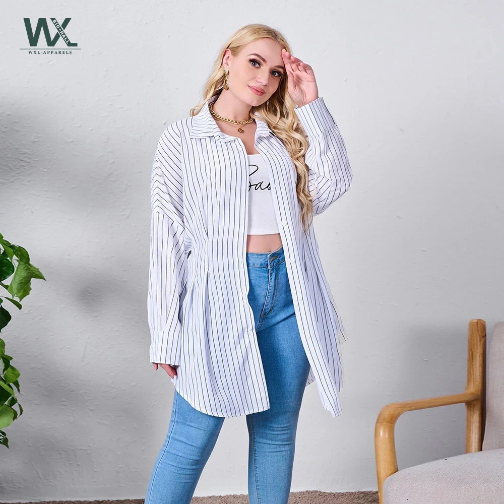 

Блузка женская оверсайз в полоску, с длинным рукавом, на весну/осень