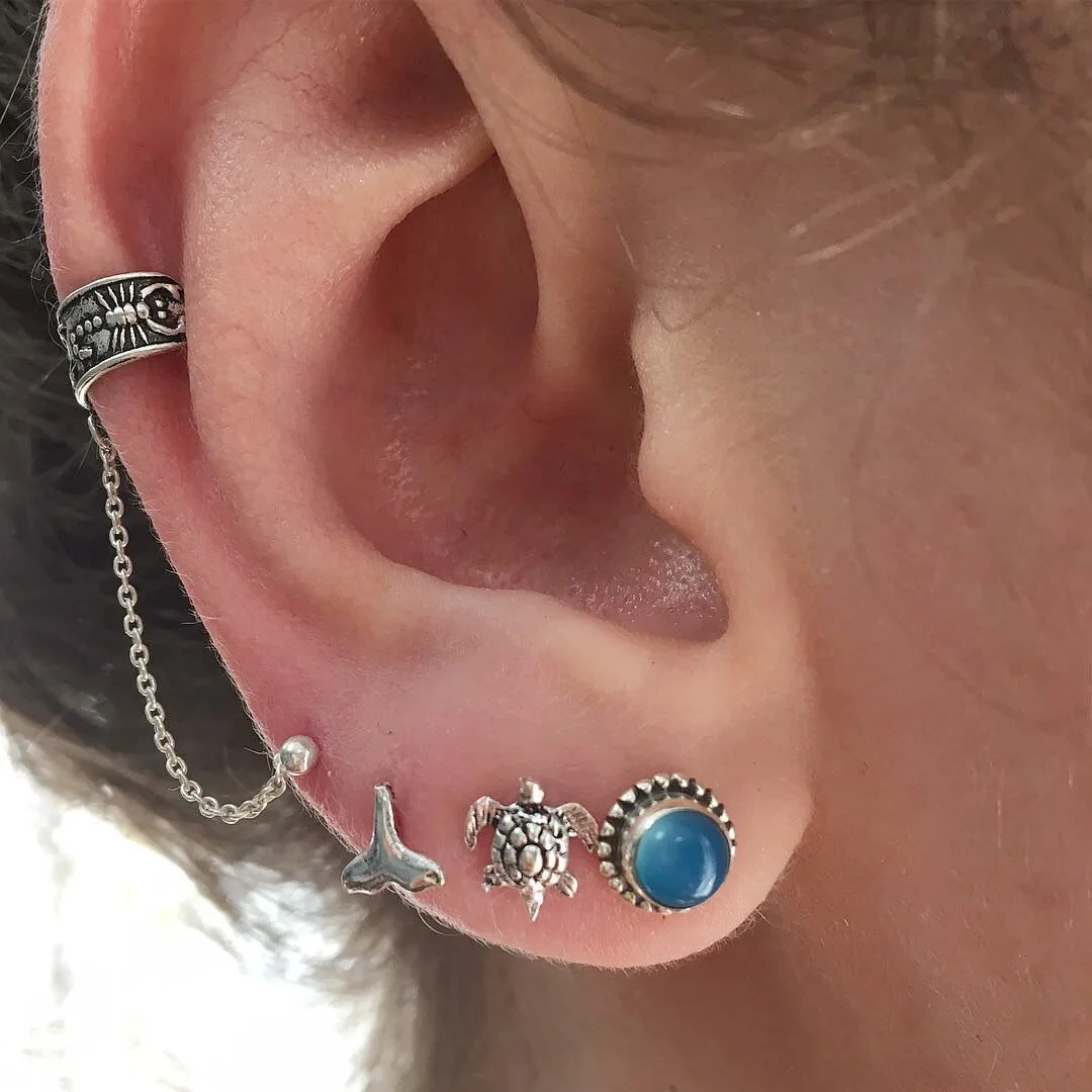 Богемный стиль Черепашки рыбий хвост цепь 4 шт упакованные комбинации уха