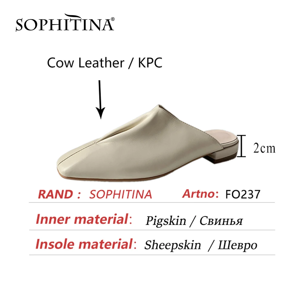 

SOPHITINA Beautiful New Woman Flats Shoes Mules Pleated Casual Spring Autumn Square Toe Yellow Fashion Solid Daily Flats FO237