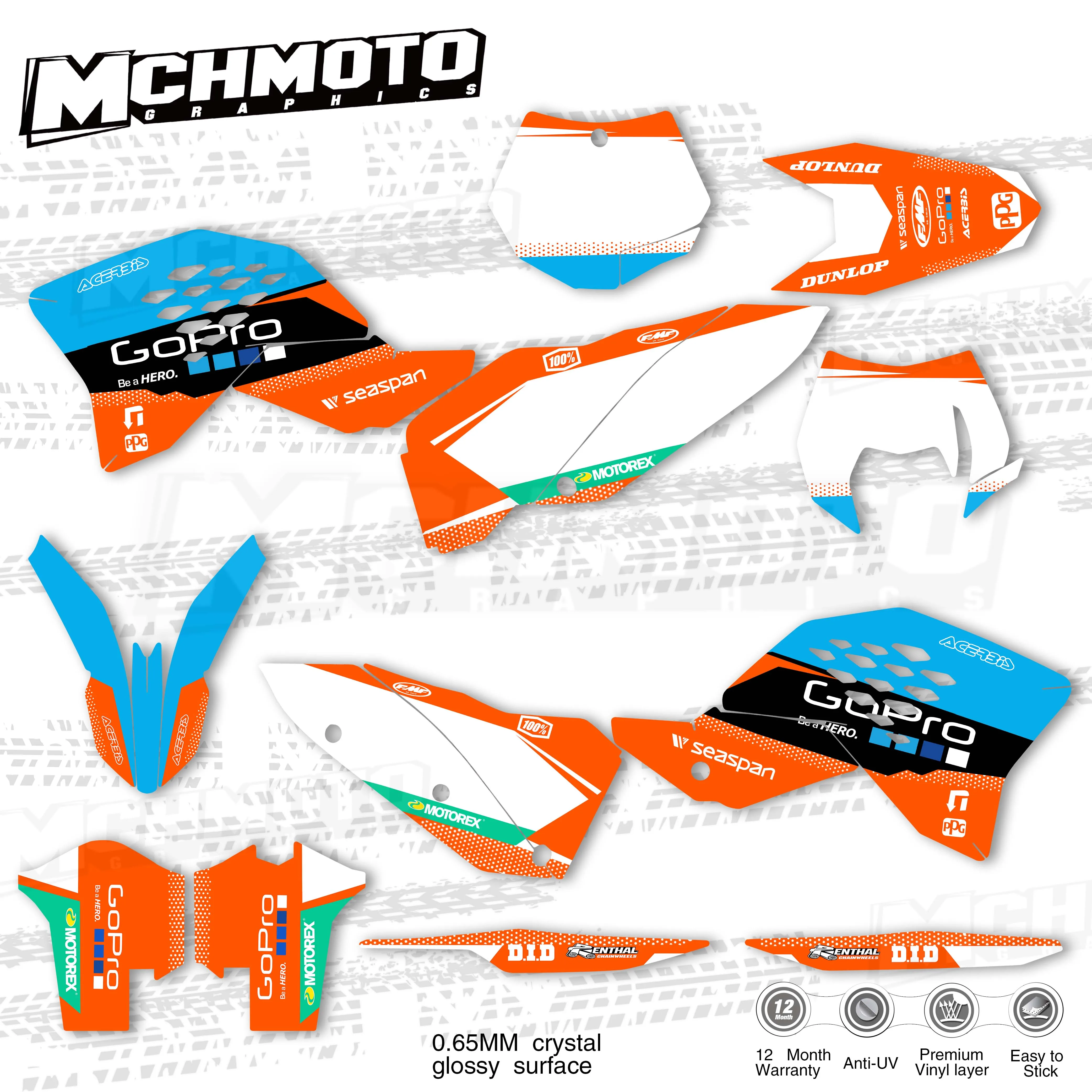 MCHMFG для KTM EXC F 125 250 300 450 530 2008 2009 2010 2011 полностью графические Наклейки на заднюю