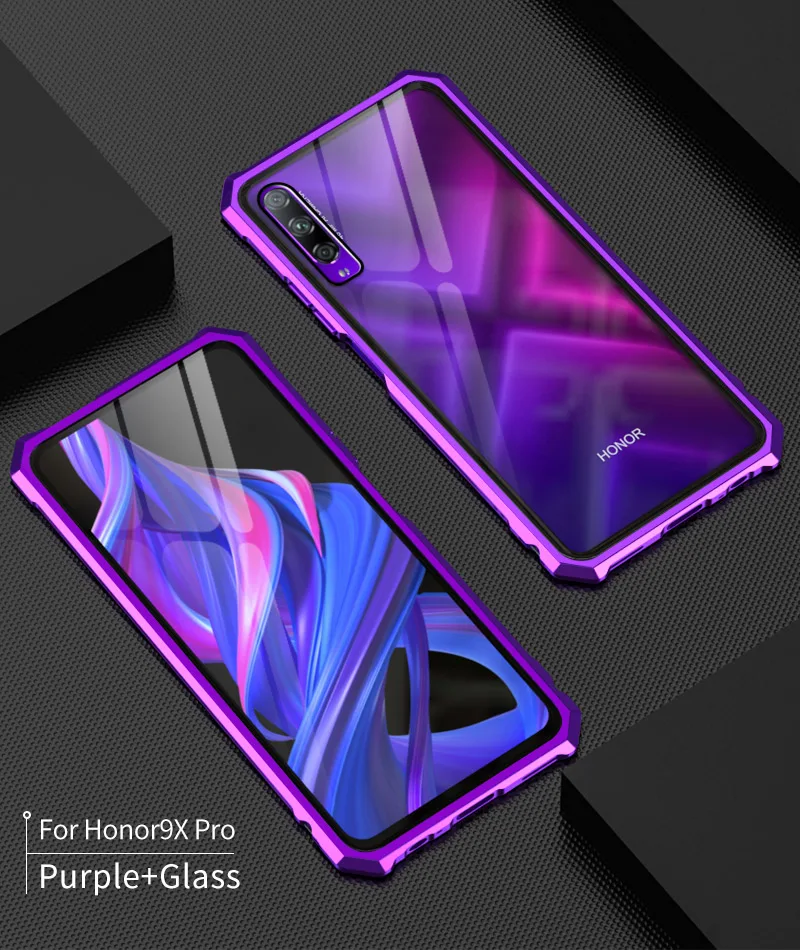 OMEVE для huawei Honor 9X чехол с металлической рамкой и закаленным стеклом задняя крышка для huawei Honor 9X Pro Чехол Honor 9X бампер чехол