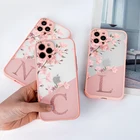 Прозрачный матовый чехол для Xiaomi Redmi Mi 11 Lite Ultra 10 Note 9 9S 10 8 7 10T 9T Pro Max Poco X3 NFC F3 Flower Initial Letter Funda