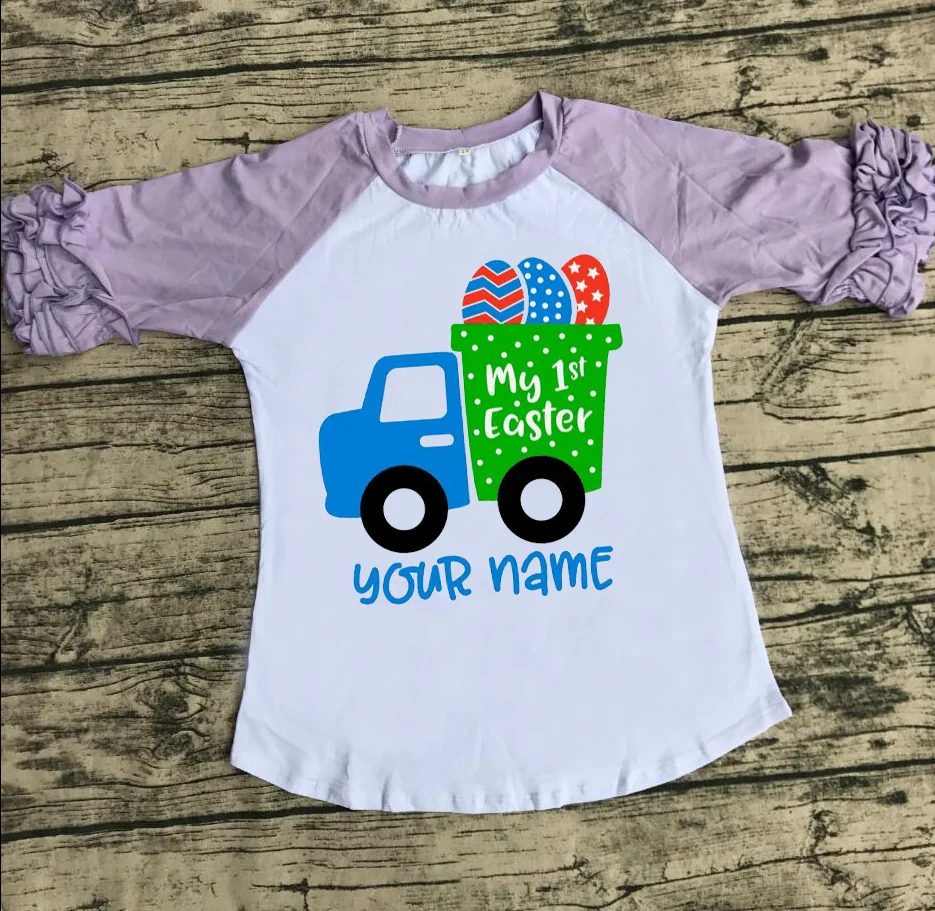 

baby girl clothes girls spring shirt Girls easter day top truck shirt girls egg raglans wholesale