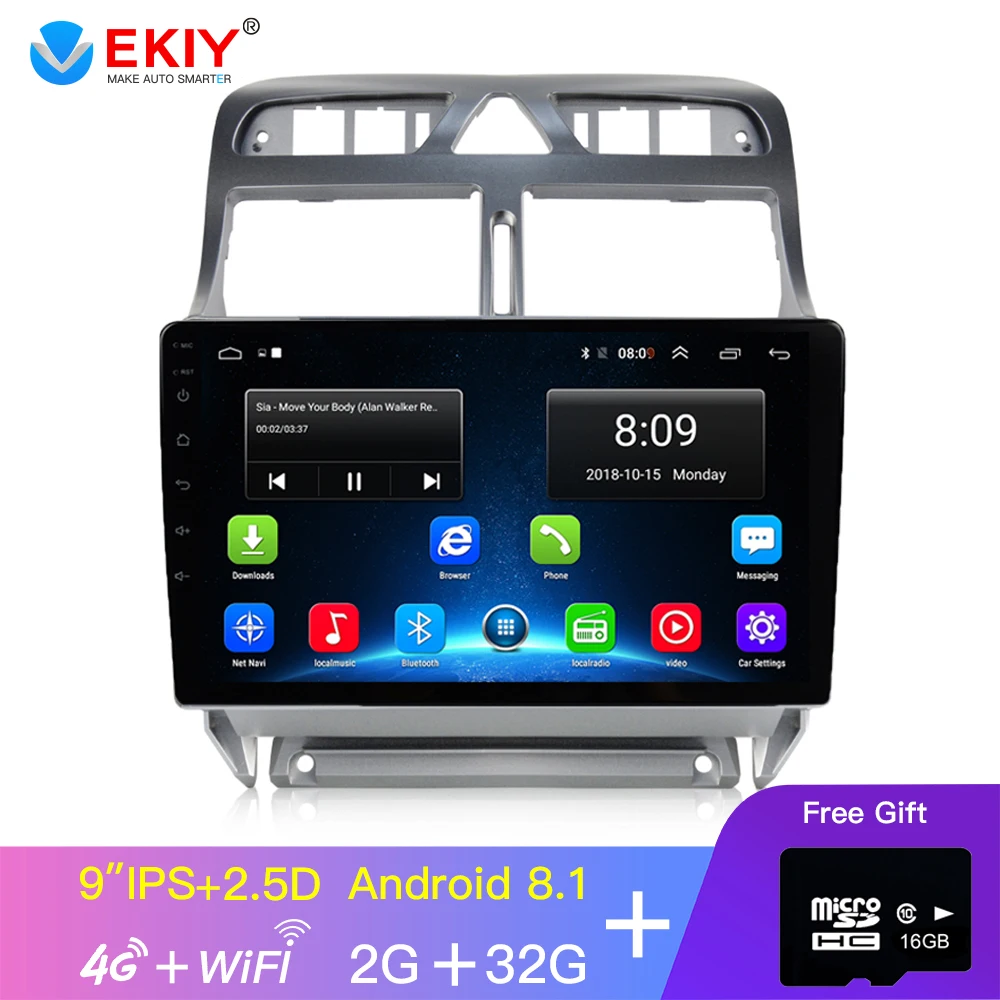 Автомобильный мультимедийный плеер EKIY 9 дюймов IPS 2.5D Android Авторадио стерео аудио