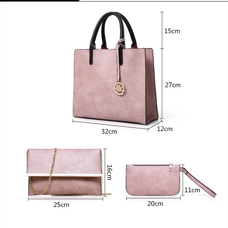 

2021 New Ladies Pu Handbags Europe Simple Book Bags Three-piece set Assortments Shoulder Bag Fashion Spring-Summer Tote Bag