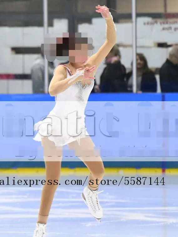 

Женское белое платье для фигурного катания на коньках, бесплатная доставка