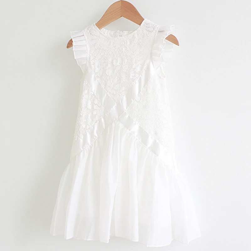 Кружевное платье для девочек летнее принцессы без рукавов Тюлевое вечерние