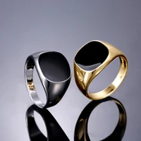 classic rings for men punk male gold hip hop rock vintage ring enamel party imitation black stone jewelry men engagement ring