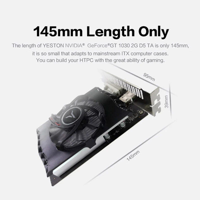 Игровая видеокарта Yeston GT1030 2 ГБ GDDR5 64 бит 1228 МГЦ/1468 МГц 6000 МГц|Видеокарты| |