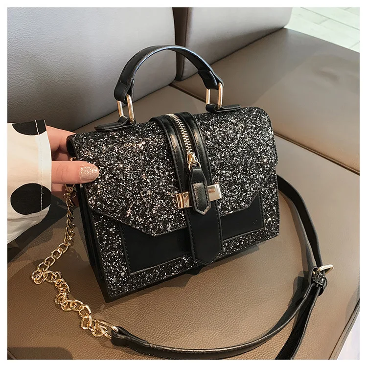 

Модная женская сумка 2021, Роскошная Новая Портативная сумка через плечо с супер огненными блестками, универсальная маленькая квадратная сум...