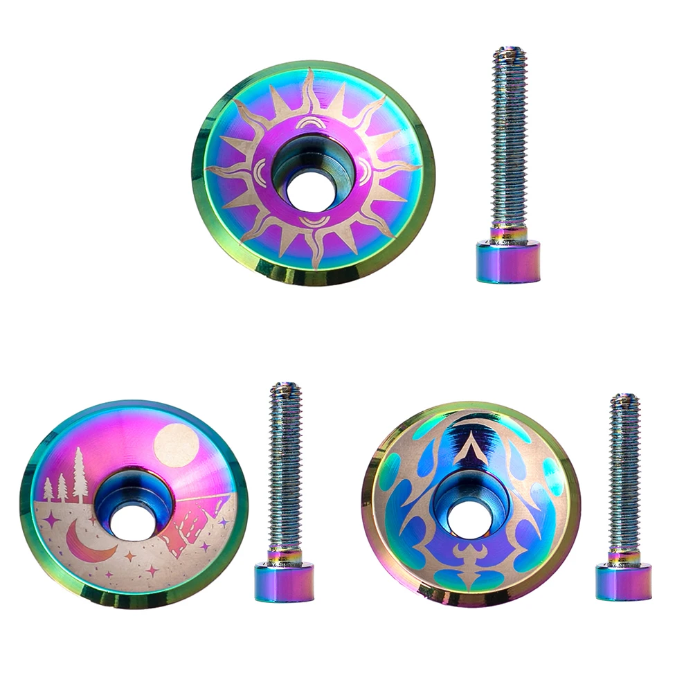 

Dazzling Aluminum Alloy Bike Stem Cover with Screw Set Lightweight Bicycle Front Fork Headsets Top Cap Covers Cycling Parts NEW