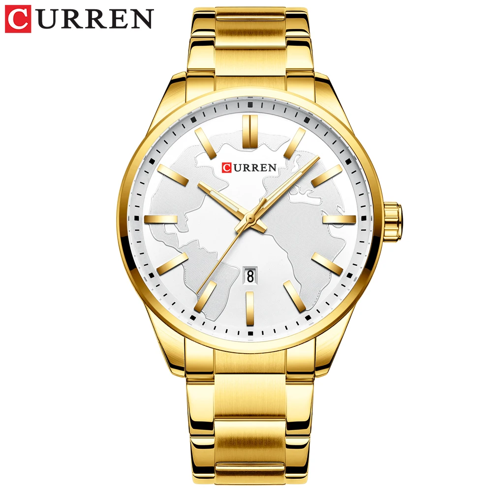 gold Мужские часы Curren лучший бренд класса люкс кварцевые модные мужские водонепроницаемые часы спортивные мужские наручные часы Relogio Masculino - Цвет: gold
