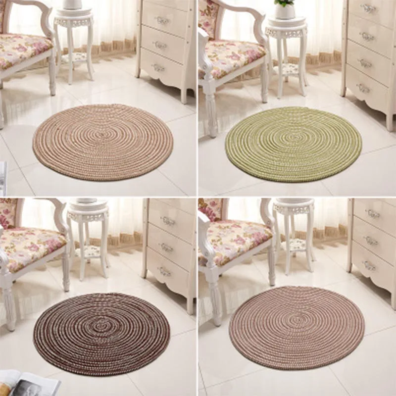 

Handmade Modern Round Jute Household Rugs and Cushions Living Room Bedroom Corridor Children's Room Computer Chair