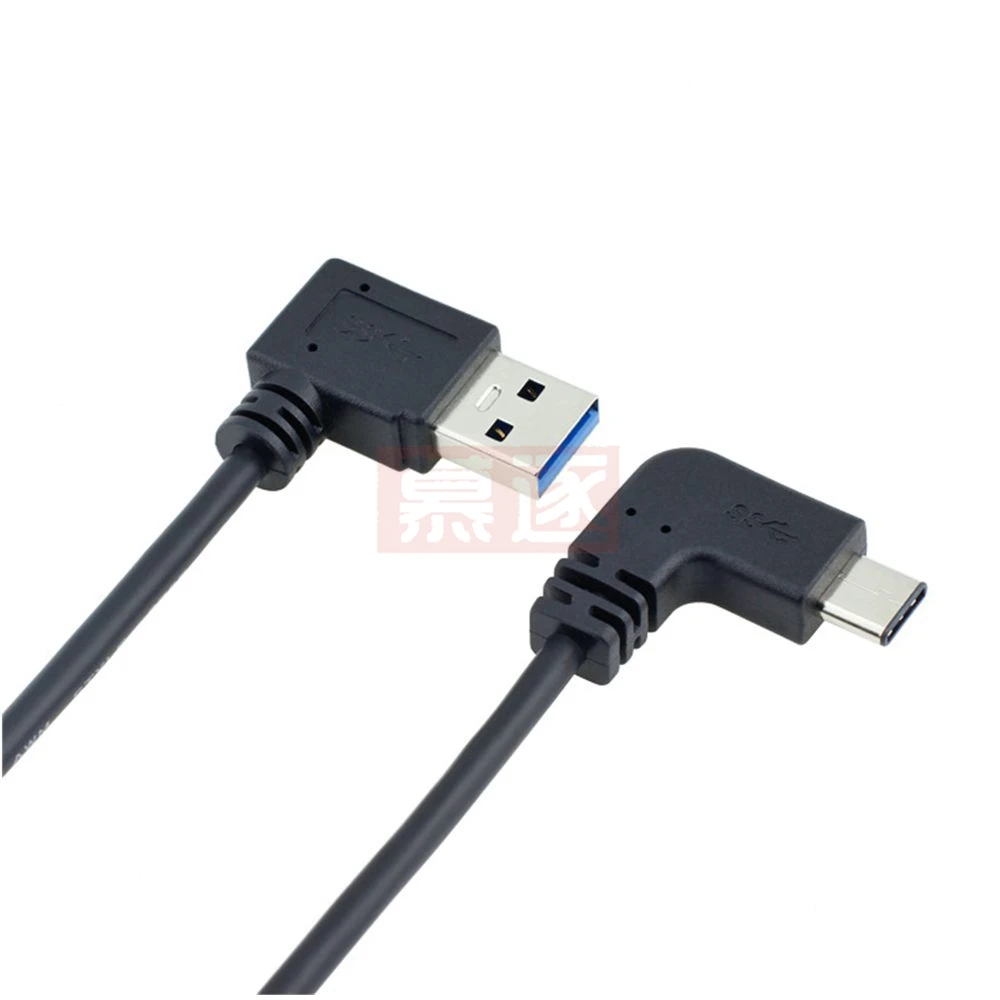 Кабель USB 3.0 A 1 м 90 градусов левый штекер 3.1 типа C прямоугольный преобразователь
