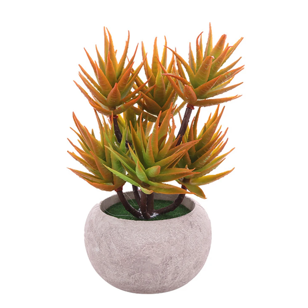 

Artificial Plants Aloe Vera Head Bonsai Ball Faux Succulents Plastic Leaf Small Tree Office Decoration Pulp Basin Potted Plant