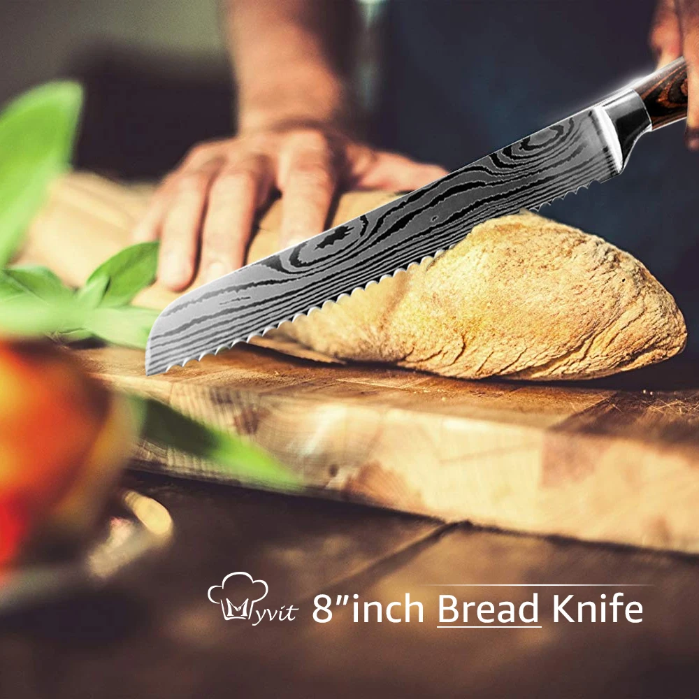 

Kitchen Knife 9 set Chef Knives 7CR17 440C High Carbon Stainless Steel Damascus Drawing Gyuto Cleaver Set Slicer Santoku Knife