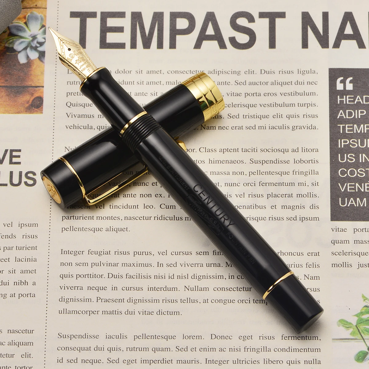 Jinhao 100 14K Gold Resin Fountain Pen Black with Logo Fine Nib 0.5mm with Golden Clip Converter Writing Business Office Ink Pen